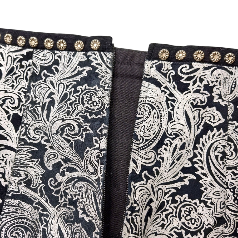 Cache Black A-Line Skirt with Beige Ornate Waist Panel - Picture 6 of 14